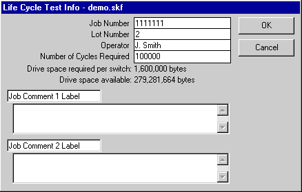 Life Cycle Test Info Window