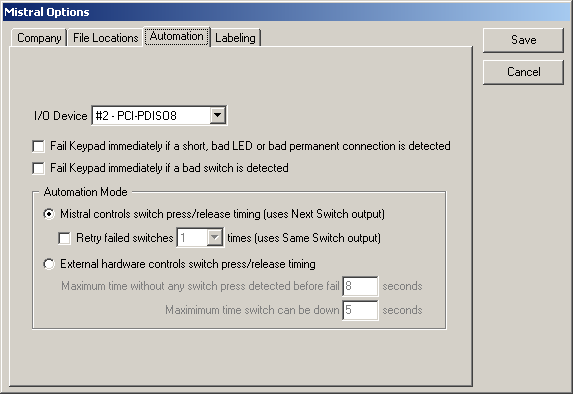 Mistral Options Automation Tab